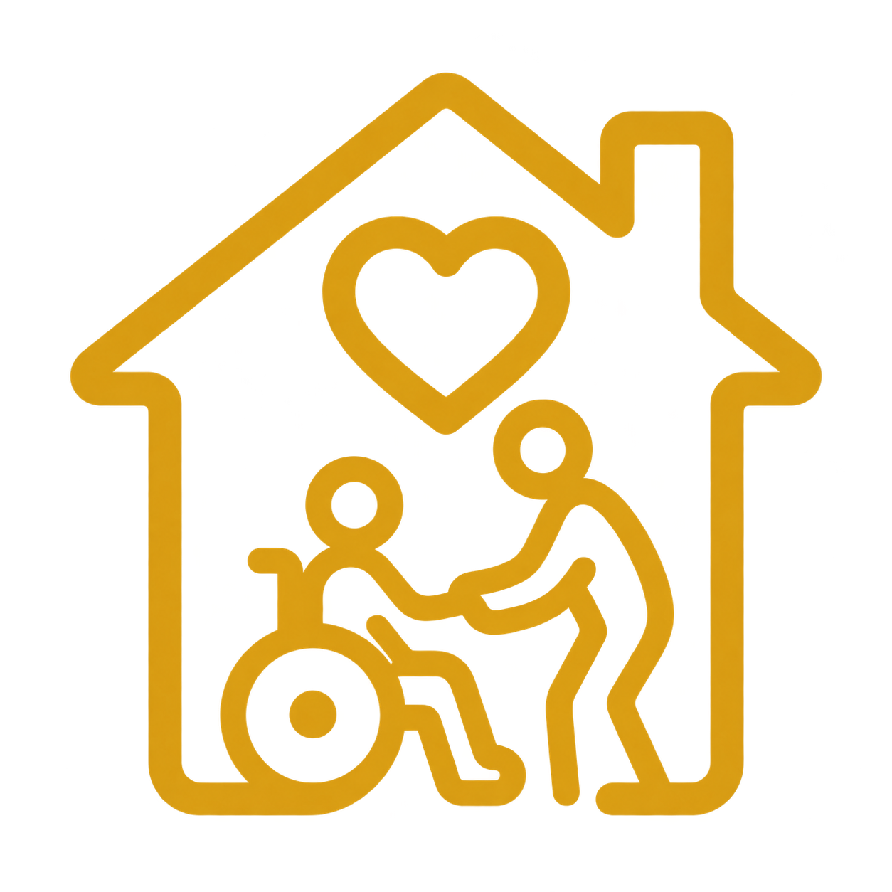 Home caregiver assisting person in wheelchair
