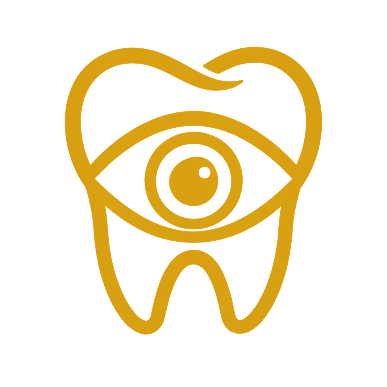 Yellow tooth icon containing stylized eye