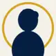 Generic user avatar silhouette with gold circle