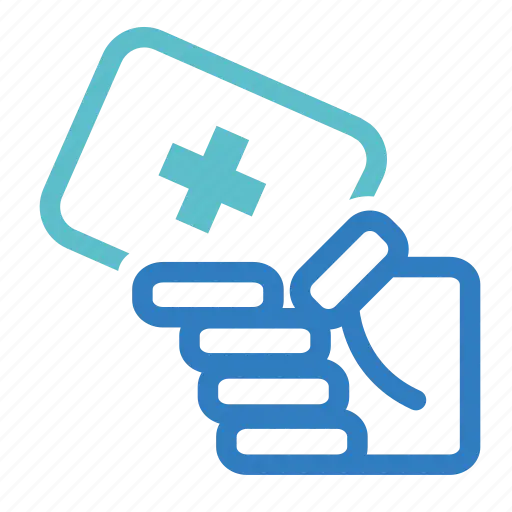 Hand holding medical card icon
