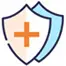 Blue shield with orange medical cross