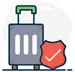 Suitcase with travel insurance shield icon