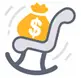 Rocking chair with dollar coin and crown
