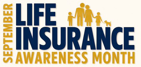 Life insurance awareness month banner with family